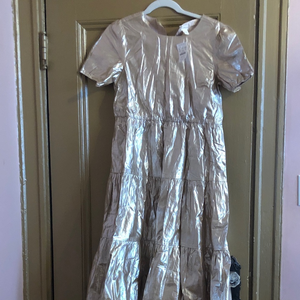 J. Crew Shimmering Silver Kids Dress